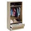 Image de Dressing - chene - 2 tiroirs - 2 étageres - 1 tringle - 100 x 57 x 200 cm T31197MM06LVO