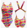 Image de Maillot de bain de natation Turbo Lips bretelles larges jaune rose femme - L