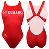Image de Maillot de bain Turbo New Lifeguard bretelle large rouge blanc femme - L