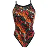 Image de Maillot de bain Turbo Tiger Roses bretelle fine noir orange femme - S