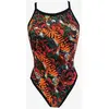 Image de Maillot de bain Turbo Tiger Roses bretelle fine noir orange femme - L