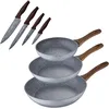 Image de Set De 3 Poêles À Frire Ø18 Ø26 Et Ø28 Avec 4 Couteaux, Daimiel, Aluminium Forgé