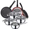 Image de San Ignacio Faro Batterie De Cuisine, 7 Pièces Avec 3 Poêles, Aluminium Forgè
