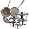 Image de San ignacio batterie de cuisine 8 pièces en acier inoxydable avec un ensemble de casseroles (18, 22 et 26 cm) en aluminium embouti collection optimum plus