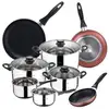 Image de San ignacio batterie de cuisine 8 pièces en acier inoxydable + 3 poêles à frire 16x20x24 cm en aluminium pressé, convient aux plaques à induction