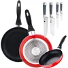 Image de Set De 3 Poêles À Frire Ø16, Ø20 Et Ø24 Cm Avec 4 Couteaux, Manche En Silicone