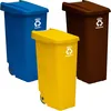Image de Pack De 3 Poubelle De Recyclage Wellhome Reciclo 110l Chacune Avec Couvercle Fermé