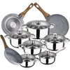 Image de San Ignacio Cassel Batterie De Cuisine 12 Pcs Et 3 Poêles À Frire 20,24,28 Cm Daimiel