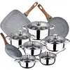 Image de San Ignacio Cassel Batterie De Cuisine 12 Pcs, 2 Poêles À Frire 18,22 Et Gril Daimiel