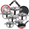 Image de San Ignacio Cassel Batterie De Cuisine 12 Pcs Et 3 Poêles À Frire 16,20,24cm Navy Red
