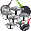 Image de San Ignacio Cassel Batterie De Cuisine 12 Pcs Et 3 Poêles À Frire 18, 22, 26 Cm Jolie