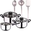 Image de 5 Pièces Cuisine Batterie + 3pc Set Ustensiles De Cuisine En Acier Inoxydable