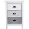 Image de Chevet 3 tiroirs 46x35x65 cm en pin blanc, gris et beige - kinda