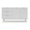 Image de CALICOSY - Buffet 2 portes 3 tiroirs Campus - L140 cm - Blanc