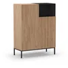 Image de Buffet Haut CAILIN   Chêne Artisan & Noir   2 portes 1 niche   90 x 40 x 120 cm
