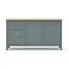 Image de Buffet 2 portes 3 tiroirs 150x40x80 cm vert grisé et chêne - zrata