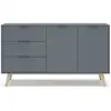 Image de Buffet 2 portes 3 tiroirs 140x40x81 cm en pin vert grisé - klimea PISCO-2P3T-VERT