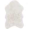Image de Tapis En Laine Effet Peau De Bête - Blanc À Poils Longs - 75 X 110 Cm