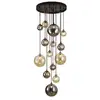 Image de Schuller dark plafonnier suspendu à 14 lumières, noir, laiton, cristal bicolore, g9