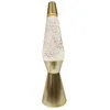 Image de Lampe à lave - FISURA - Golden - Base dorée - Liquide transparent - 40 cm de hauteur
