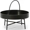 Image de Table Basse Ronde Manila Avec Plateau En Mdf Noir Et Structure Métallique Noir Mat