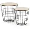 Image de Set De 2 Tables Basses Everest, Plateau En Placage De Bois Naturel Et Structure Métal