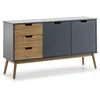 Image de Buffet Commode Java 3 Tiroir Y 2 Porte Anthracite, Glissières Métalliques, 140 Cm