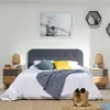 Image de marcKonfort Tête de lit tapissée Saona 140x60 Couleur Bleu Rembourré avec de la Mousse pour lit 135cm Boutons en capitonné 8cm