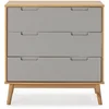 Image de Commode De Nuit Bruce Avec 3 Tiroirs, Bois Massif, 80 Cm Largeur