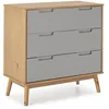 Image de Commode de nuit Bruce avec 3 tiroirs bois massif 80 cm Largeur