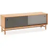 Image de Meuble Tv Magnus 2 Portes Coulissantes Couleur Gris, Bois Massif, 140 Cm (largeur)
