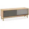 Image de Meuble TV Magnus 2 Portes Coulissantes Couleur Gris Bois Massif 140 cm (Largeur)