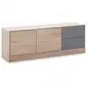 Image de Meuble Tv Panama 2 Tiroirs, 2 Portes, Couleur Bois Et Gris, 136 Cm (largeur)