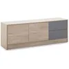 Image de Meuble TV Panama 2 tiroirs 2 Portes Couleur Bois et Gris 136 cm (Largeur) 40 cm (Profondeur) 51 cm (Hauteur)