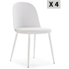Image de Lot De 4 Chaises Kana Blanches, Pieds En Métal Et Assise Rembourrée