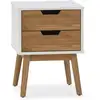 Image de Table De Chevet Baku 2 Tiroirs Blanc/bois, Bois De Pin Massif