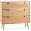 Image de Commode nuit bella 3 tiroirs couleur chêne avec rotin naturel I23002