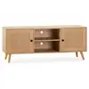 Image de Meuble tv bella 2 portes couleur chêne avec rotin naturel I23014