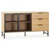 Image de Buffet Isis 2 Portes En Métal Noir Et 3 Tiroirs, 130 Cm