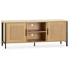 Image de Meuble Tv Cruz 2 Portes Couleur Chêne Avec Rotin Naturel, 120 Cm