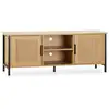 Image de Meuble tv cruz 2 portes couleur chêne avec rotin naturel, 120 cm I23013