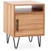 Image de Table De Chevet Alma 1 Porte Coloris Bois, Pieds Métal