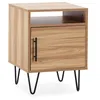 Image de Table de chevet Alma 1 porte coloris bois pieds métal