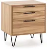 Image de Table De Chevet Alma 3 Tiroirs Couleur Bois, Pieds Métal