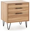 Image de Table de chevet Alma 3 tiroirs couleur bois pieds métal