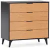 Image de Commode De Nuit Denis 4 Tiroirs Couleur Noir/bois