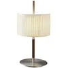 Image de BOVER lampe de table DANONA T (Abat-jour en ruban translucide crème avec structure en nickel satiné et cuir foncé - Fer, cuir, ruban, méthacrylate)