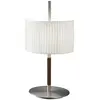Image de BOVER lampe de table DANONA T (Abat-jour en ruban blanc translucide avec structure en nickel satiné et cuir foncé - Fer, cuir, ruban, méthacrylate)