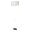 Image de BOVER lampadaire DANONA P (Abat-jour en ruban blanc translucide avec structure en nickel satiné et cuir foncé - Fer, cuir, ruban, méthacrylate)