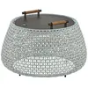 Image de BOVER lampe de table NANS BAG/38/R OUTDOOR (Beige avec des touches de bleu clair et de gris clair. - Acier inoxydable, aluminium, polycarbonate, fibre synthétique.)